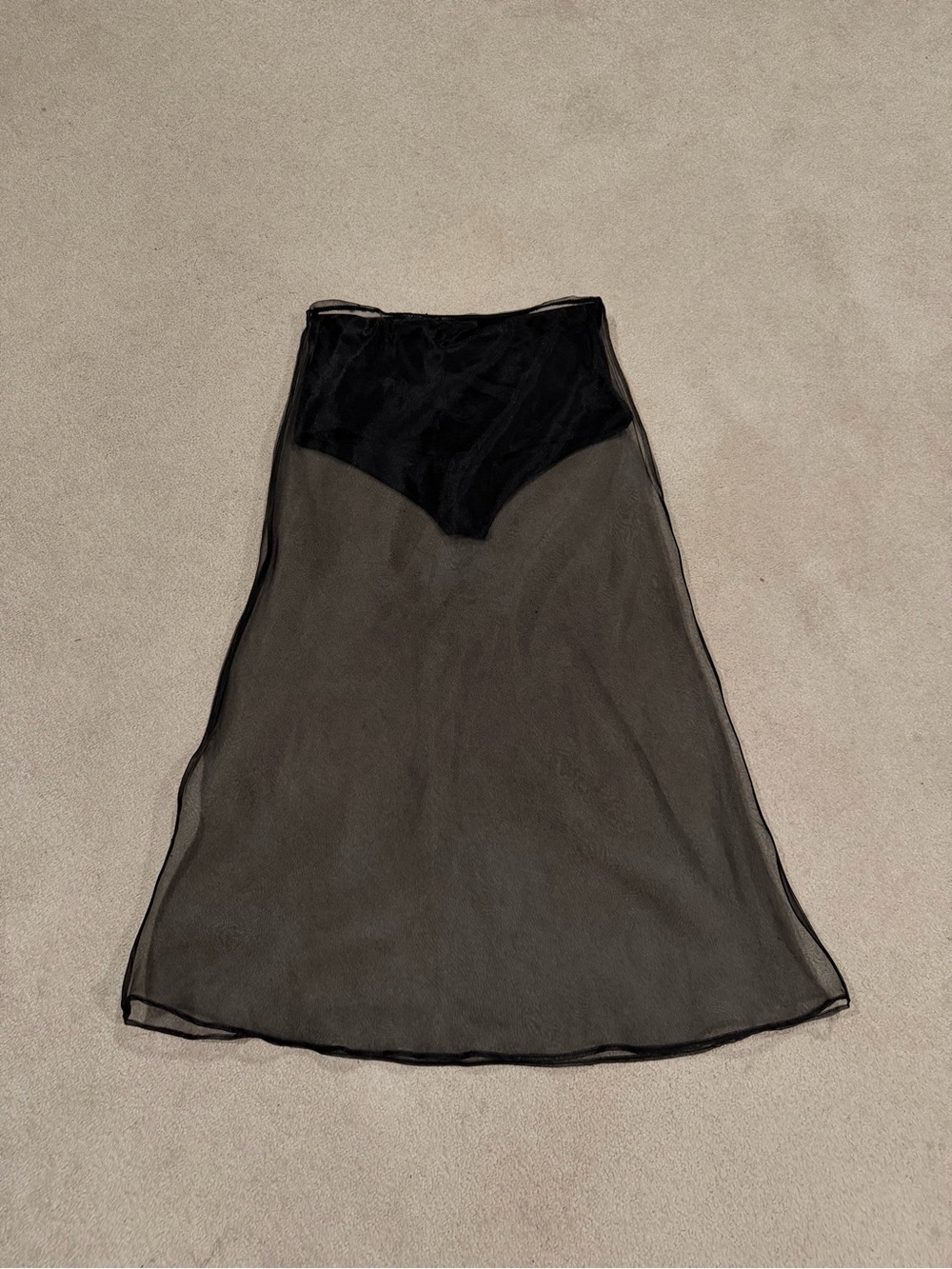 Mango Black Sheer A-Line Overlay Skirt